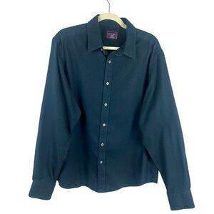 Untuckit Long Sleeve Button Down Shirt Men Large Black Regular Fit Vento WF